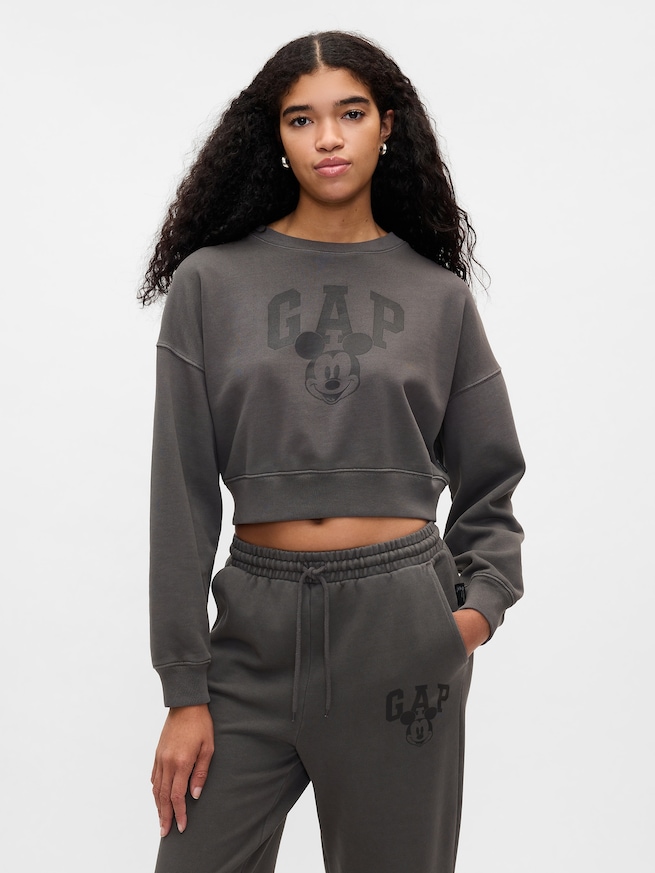 Gap × ディズニー ミッキーマウス クロップド GAPロゴ スウェットシャツ-0