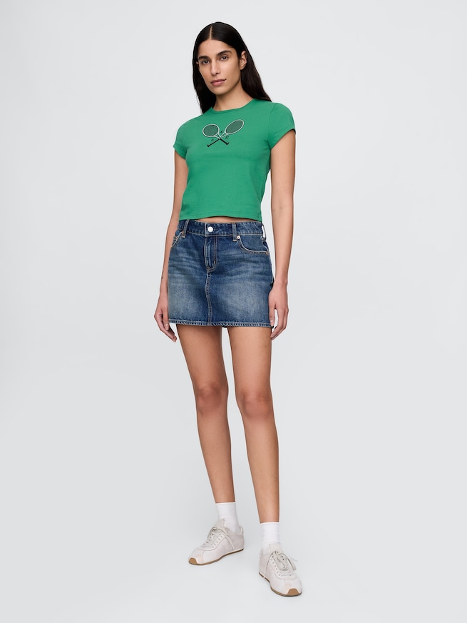 クロップド グラフィックTシャツ-2